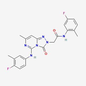 molecular formula C22H20F2N6O2 B6585504 N-(5-fluoro-2-methylphenyl)-2-{5-[(4-fluoro-3-methylphenyl)amino]-7-methyl-3-oxo-2H,3H-[1,2,4]triazolo[4,3-c]pyrimidin-2-yl}acetamide CAS No. 1251553-28-2