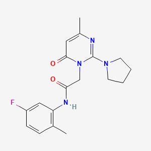molecular formula C18H21FN4O2 B6585510 N-(5-fluoro-2-methylphenyl)-2-[4-methyl-6-oxo-2-(pyrrolidin-1-yl)-1,6-dihydropyrimidin-1-yl]acetamide CAS No. 1251553-47-5