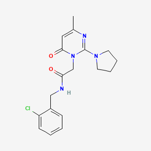 molecular formula C18H21ClN4O2 B6585537 N-[(2-chlorophenyl)methyl]-2-[4-methyl-6-oxo-2-(pyrrolidin-1-yl)-1,6-dihydropyrimidin-1-yl]acetamide CAS No. 1251621-46-1