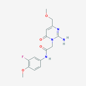molecular formula C15H17FN4O4 B6585555 2-[2-amino-4-(methoxymethyl)-6-oxo-1,6-dihydropyrimidin-1-yl]-N-(3-fluoro-4-methoxyphenyl)acetamide CAS No. 1251707-71-7