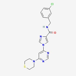 molecular formula C19H19ClN6OS B6585576 N-[(3-chlorophenyl)methyl]-1-[6-(thiomorpholin-4-yl)pyrimidin-4-yl]-1H-imidazole-4-carboxamide CAS No. 1251622-15-7