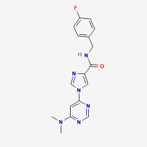 molecular formula C17H17FN6O B6585584 1-[6-(dimethylamino)pyrimidin-4-yl]-N-[(4-fluorophenyl)methyl]-1H-imidazole-4-carboxamide CAS No. 1251632-58-2