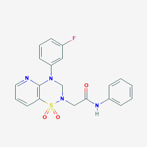 molecular formula C20H17FN4O3S B6585609 2-[4-(3-fluorophenyl)-1,1-dioxo-2H,3H,4H-1lambda6-pyrido[2,3-e][1,2,4]thiadiazin-2-yl]-N-phenylacetamide CAS No. 1251624-16-4