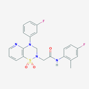 molecular formula C21H18F2N4O3S B6585611 N-(4-fluoro-2-methylphenyl)-2-[4-(3-fluorophenyl)-1,1-dioxo-2H,3H,4H-1lambda6-pyrido[2,3-e][1,2,4]thiadiazin-2-yl]acetamide CAS No. 1251624-43-7