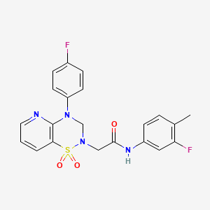 molecular formula C21H18F2N4O3S B6585624 N-(3-fluoro-4-methylphenyl)-2-[4-(4-fluorophenyl)-1,1-dioxo-2H,3H,4H-1lambda6-pyrido[2,3-e][1,2,4]thiadiazin-2-yl]acetamide CAS No. 1251546-19-6