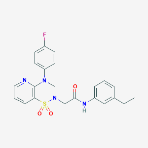 molecular formula C22H21FN4O3S B6585631 N-(3-ethylphenyl)-2-[4-(4-fluorophenyl)-1,1-dioxo-2H,3H,4H-1lambda6-pyrido[2,3-e][1,2,4]thiadiazin-2-yl]acetamide CAS No. 1251693-04-5