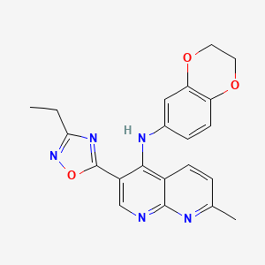 molecular formula C21H19N5O3 B6585646 N-(2,3-dihydro-1,4-benzodioxin-6-yl)-3-(3-ethyl-1,2,4-oxadiazol-5-yl)-7-methyl-1,8-naphthyridin-4-amine CAS No. 1251671-19-8