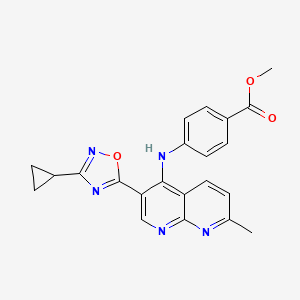 molecular formula C22H19N5O3 B6585658 methyl 4-{[3-(3-cyclopropyl-1,2,4-oxadiazol-5-yl)-7-methyl-1,8-naphthyridin-4-yl]amino}benzoate CAS No. 1251680-91-7