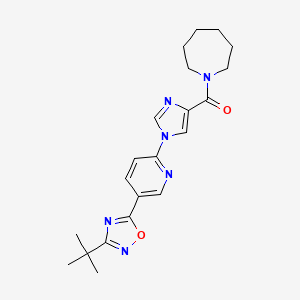 molecular formula C21H26N6O2 B6585681 1-{1-[5-(3-tert-butyl-1,2,4-oxadiazol-5-yl)pyridin-2-yl]-1H-imidazole-4-carbonyl}azepane CAS No. 1251597-85-9