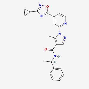 molecular formula C23H22N6O2 B6585693 1-[4-(3-cyclopropyl-1,2,4-oxadiazol-5-yl)pyridin-2-yl]-5-methyl-N-(1-phenylethyl)-1H-pyrazole-4-carboxamide CAS No. 1251606-16-2