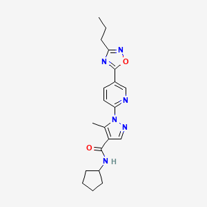 molecular formula C20H24N6O2 B6585700 N-cyclopentyl-5-methyl-1-[5-(3-propyl-1,2,4-oxadiazol-5-yl)pyridin-2-yl]-1H-pyrazole-4-carboxamide CAS No. 1251707-99-9