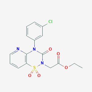 molecular formula C16H14ClN3O5S B6585714 ethyl 2-[4-(3-chlorophenyl)-1,1,3-trioxo-2H,3H,4H-1lambda6-pyrido[2,3-e][1,2,4]thiadiazin-2-yl]acetate CAS No. 1251682-06-0