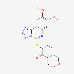 molecular formula C20H25N5O4S B6585721 2-({8,9-dimethoxy-2-methyl-[1,2,4]triazolo[1,5-c]quinazolin-5-yl}sulfanyl)-1-(morpholin-4-yl)butan-1-one CAS No. 902432-80-8