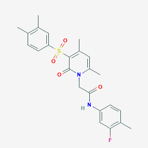 molecular formula C24H25FN2O4S B6585750 2-[3-(3,4-dimethylbenzenesulfonyl)-4,6-dimethyl-2-oxo-1,2-dihydropyridin-1-yl]-N-(3-fluoro-4-methylphenyl)acetamide CAS No. 1189979-43-8
