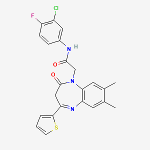 N-(3-chloro-4-fluorophenyl)-2-[7,8-dimethyl-2-oxo-4-(thiophen-2-yl)-2,3-dihydro-1H-1,5-benzodiazepin-1-yl]acetamide