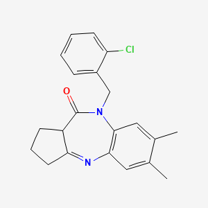molecular formula C21H21ClN2O B6585763 9-[(2-chlorophenyl)methyl]-12,13-dimethyl-2,9-diazatricyclo[8.4.0.0^{3,7}]tetradeca-1(10),2,11,13-tetraen-8-one CAS No. 1251675-93-0