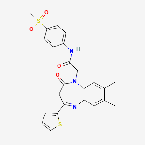 molecular formula C24H23N3O4S2 B6585768 2-[7,8-dimethyl-2-oxo-4-(thiophen-2-yl)-2,3-dihydro-1H-1,5-benzodiazepin-1-yl]-N-(4-methanesulfonylphenyl)acetamide CAS No. 1251709-23-5