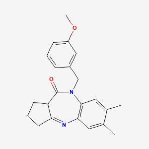molecular formula C22H24N2O2 B6585771 9-[(3-methoxyphenyl)methyl]-12,13-dimethyl-2,9-diazatricyclo[8.4.0.0^{3,7}]tetradeca-1(10),2,11,13-tetraen-8-one CAS No. 1251709-24-6