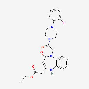 molecular formula C25H27FN4O4 B6585784 ethyl 2-(5-{2-[4-(2-fluorophenyl)piperazin-1-yl]-2-oxoethyl}-4-oxo-4,5-dihydro-1H-1,5-benzodiazepin-2-yl)acetate CAS No. 1251611-61-6