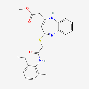 molecular formula C23H25N3O3S B6585791 methyl 2-[4-({[(2-ethyl-6-methylphenyl)carbamoyl]methyl}sulfanyl)-1H-1,5-benzodiazepin-2-yl]acetate CAS No. 1251573-12-2