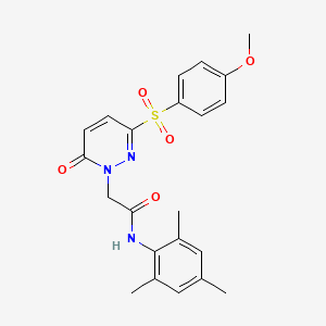 molecular formula C22H23N3O5S B6585809 2-[3-(4-methoxybenzenesulfonyl)-6-oxo-1,6-dihydropyridazin-1-yl]-N-(2,4,6-trimethylphenyl)acetamide CAS No. 1251602-43-3