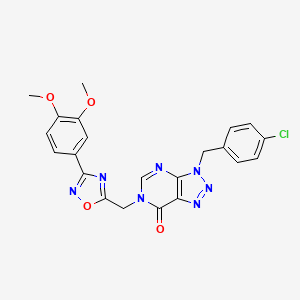 molecular formula C22H18ClN7O4 B6585845 3-[(4-chlorophenyl)methyl]-6-{[3-(3,4-dimethoxyphenyl)-1,2,4-oxadiazol-5-yl]methyl}-3H,6H,7H-[1,2,3]triazolo[4,5-d]pyrimidin-7-one CAS No. 1223816-07-6