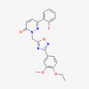 molecular formula C22H19FN4O4 B6585866 2-{[3-(4-ethoxy-3-methoxyphenyl)-1,2,4-oxadiazol-5-yl]methyl}-6-(2-fluorophenyl)-2,3-dihydropyridazin-3-one CAS No. 1251696-82-8