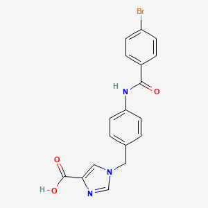 molecular formula C18H14BrN3O3 B6585873 1-{[4-(4-bromobenzamido)phenyl]methyl}-1H-imidazole-4-carboxylic acid CAS No. 1251688-47-7