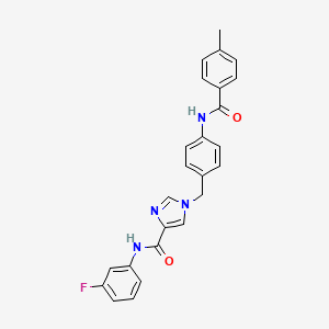 molecular formula C25H21FN4O2 B6585893 N-(3-fluorophenyl)-1-{[4-(4-methylbenzamido)phenyl]methyl}-1H-imidazole-4-carboxamide CAS No. 1251684-04-4