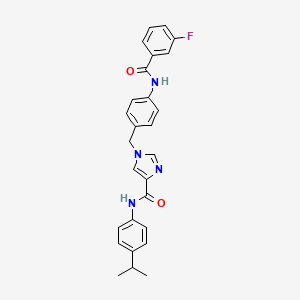 molecular formula C27H25FN4O2 B6585993 1-{[4-(3-fluorobenzamido)phenyl]methyl}-N-[4-(propan-2-yl)phenyl]-1H-imidazole-4-carboxamide CAS No. 1251690-43-3