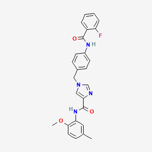 molecular formula C26H23FN4O3 B6586021 1-{[4-(2-fluorobenzamido)phenyl]methyl}-N-(2-methoxy-5-methylphenyl)-1H-imidazole-4-carboxamide CAS No. 1251594-47-4