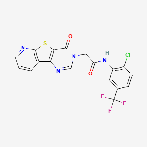 molecular formula C18H10ClF3N4O2S B6586108 N-[2-chloro-5-(trifluoromethyl)phenyl]-2-{6-oxo-8-thia-3,5,10-triazatricyclo[7.4.0.0^{2,7}]trideca-1(9),2(7),3,10,12-pentaen-5-yl}acetamide CAS No. 1224014-91-8