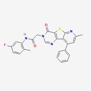 N-(5-fluoro-2-methylphenyl)-2-{11-methyl-6-oxo-13-phenyl-8-thia-3,5,10-triazatricyclo[7.4.0.0^{2,7}]trideca-1(9),2(7),3,10,12-pentaen-5-yl}acetamide