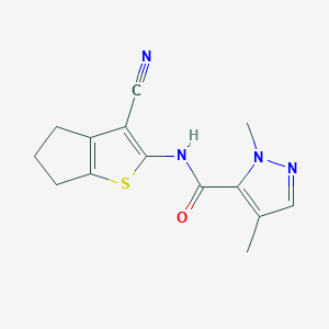 molecular formula C14H14N4OS B6586124 N-{3-cyano-4H,5H,6H-cyclopenta[b]thiophen-2-yl}-1,4-dimethyl-1H-pyrazole-5-carboxamide CAS No. 1251610-05-5