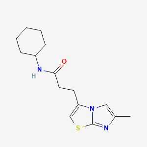 molecular formula C15H21N3OS B6586130 N-cyclohexyl-3-{6-methylimidazo[2,1-b][1,3]thiazol-3-yl}propanamide CAS No. 1251709-78-0