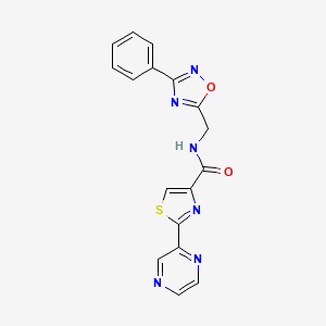 molecular formula C17H12N6O2S B6586163 N-[(3-phenyl-1,2,4-oxadiazol-5-yl)methyl]-2-(pyrazin-2-yl)-1,3-thiazole-4-carboxamide CAS No. 1251688-82-0