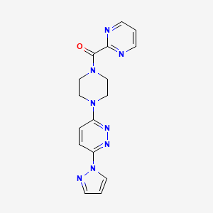 molecular formula C16H16N8O B6586187 3-(1H-pyrazol-1-yl)-6-[4-(pyrimidine-2-carbonyl)piperazin-1-yl]pyridazine CAS No. 1251564-09-6