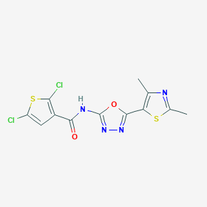 molecular formula C12H8Cl2N4O2S2 B6586228 2,5-dichloro-N-[5-(2,4-dimethyl-1,3-thiazol-5-yl)-1,3,4-oxadiazol-2-yl]thiophene-3-carboxamide CAS No. 1251686-45-9
