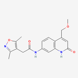 2-(3,5-dimethyl-1,2-oxazol-4-yl)-N-[4-(methoxymethyl)-2-oxo-1,2-dihydroquinolin-7-yl]acetamide