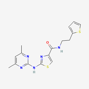 molecular formula C16H17N5OS2 B6586267 2-[(4,6-dimethylpyrimidin-2-yl)amino]-N-[2-(thiophen-2-yl)ethyl]-1,3-thiazole-4-carboxamide CAS No. 1251575-39-9