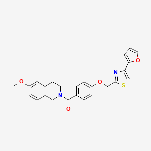 molecular formula C25H22N2O4S B6586269 2-(4-{[4-(furan-2-yl)-1,3-thiazol-2-yl]methoxy}benzoyl)-6-methoxy-1,2,3,4-tetrahydroisoquinoline CAS No. 1251564-39-2