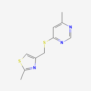 molecular formula C10H11N3S2 B6586310 4-methyl-6-{[(2-methyl-1,3-thiazol-4-yl)methyl]sulfanyl}pyrimidine CAS No. 1251624-86-8