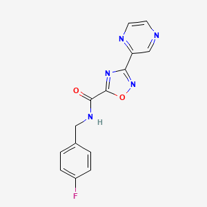 molecular formula C14H10FN5O2 B6586340 N-[(4-fluorophenyl)methyl]-3-(pyrazin-2-yl)-1,2,4-oxadiazole-5-carboxamide CAS No. 1219906-93-0
