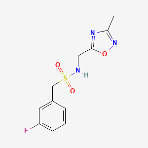 molecular formula C11H12FN3O3S B6586378 1-(3-fluorophenyl)-N-[(3-methyl-1,2,4-oxadiazol-5-yl)methyl]methanesulfonamide CAS No. 1226450-00-5