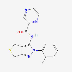 molecular formula C17H15N5OS B6586452 N-[2-(2-methylphenyl)-2H,4H,6H-thieno[3,4-c]pyrazol-3-yl]pyrazine-2-carboxamide CAS No. 1219906-44-1