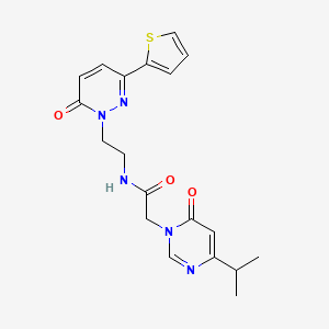 molecular formula C19H21N5O3S B6586457 N-{2-[6-oxo-3-(thiophen-2-yl)-1,6-dihydropyridazin-1-yl]ethyl}-2-[6-oxo-4-(propan-2-yl)-1,6-dihydropyrimidin-1-yl]acetamide CAS No. 1219903-07-7