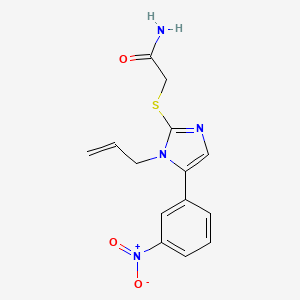 molecular formula C14H14N4O3S B6586466 2-{[5-(3-nitrophenyl)-1-(prop-2-en-1-yl)-1H-imidazol-2-yl]sulfanyl}acetamide CAS No. 1235155-05-1