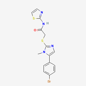 molecular formula C15H13BrN4OS2 B6586476 2-{[5-(4-bromophenyl)-1-methyl-1H-imidazol-2-yl]sulfanyl}-N-(1,3-thiazol-2-yl)acetamide CAS No. 1207025-10-2