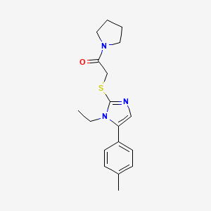 molecular formula C18H23N3OS B6586488 2-{[1-ethyl-5-(4-methylphenyl)-1H-imidazol-2-yl]sulfanyl}-1-(pyrrolidin-1-yl)ethan-1-one CAS No. 1207013-09-9