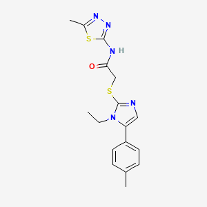 molecular formula C17H19N5OS2 B6586495 2-{[1-ethyl-5-(4-methylphenyl)-1H-imidazol-2-yl]sulfanyl}-N-(5-methyl-1,3,4-thiadiazol-2-yl)acetamide CAS No. 1207025-43-1